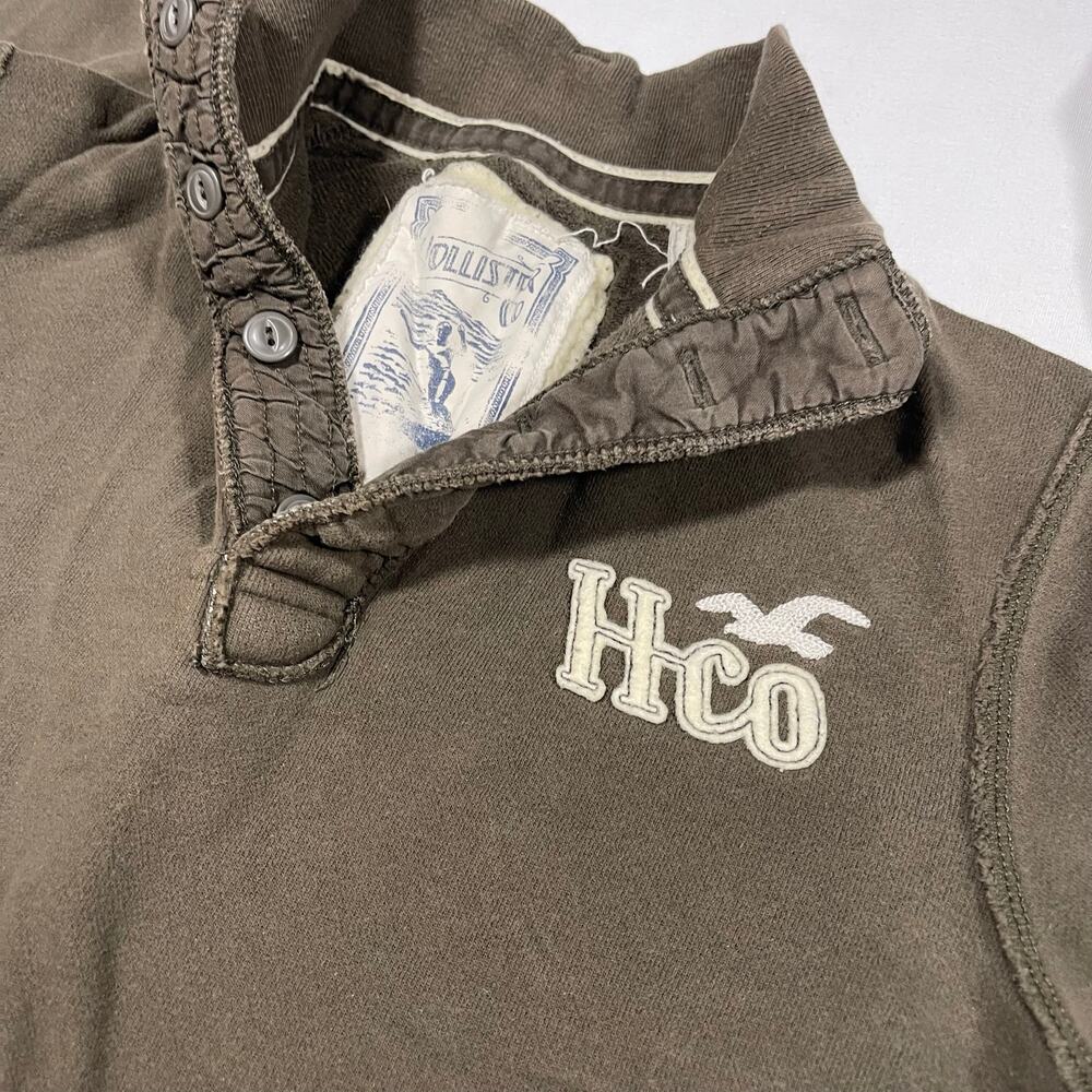 Vintage Y2K Hollister HCO Brown Quarter Button Pullover Size S